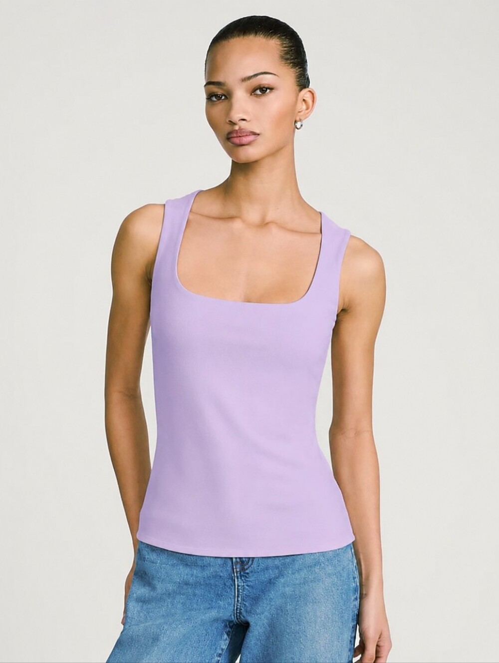 NWT Express Womens Body Contour Compression Cotton Blend Square Neck Tank Size M
